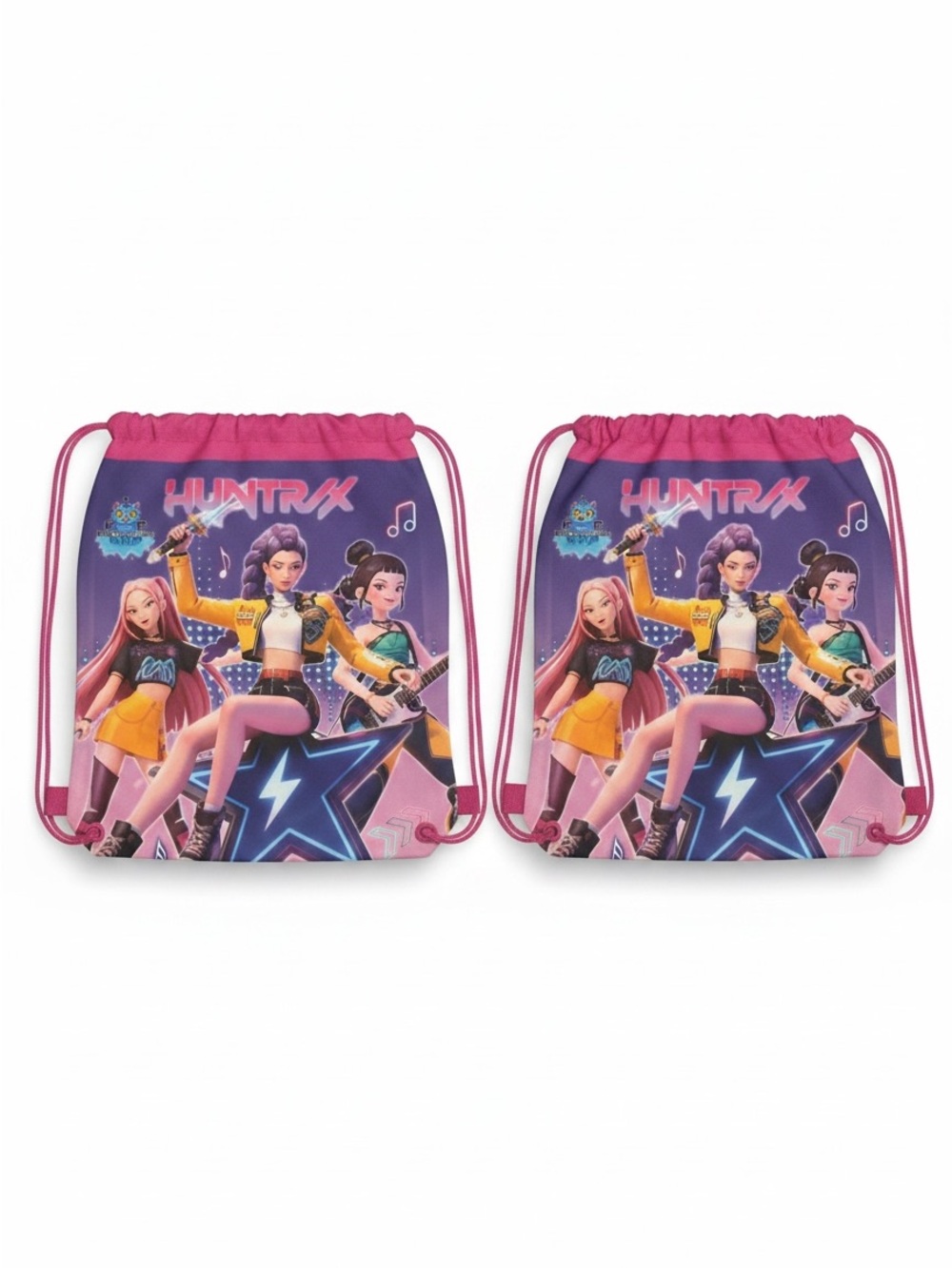 New BUNDLE of 2 K-Pop Demon Hunters String Bags Huntrix Mira Rumi Zoey School